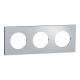  Image Odace Métal - plaque de finition 3 postes - effet Aluminium support noir