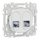  Image Odace - prise double RJ45 - Cat6 STP grade 2TV min à grade 3TV - blanc craie