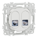  Image Odace - prise double RJ45 - Cat6A STP grade 3TV - blanc craie