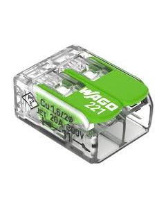 Borne WAGO 221 Green 2x4mm² à leviers souple & rigide référence : 221-422 de la marque WAGO