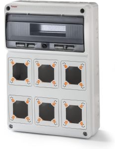 Coffret 16 modules pour 6 mécanismes référence : 3962 de la marque FAMATEL coloris blanc