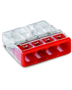  Image Borne wago 2273 - 4 x 0,5 à 2,5mm² transparent / rouge