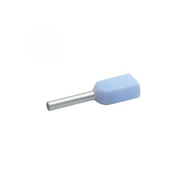 Embout de câblage isolé bleus pour 2 fils de 0,75². longueur:10mm